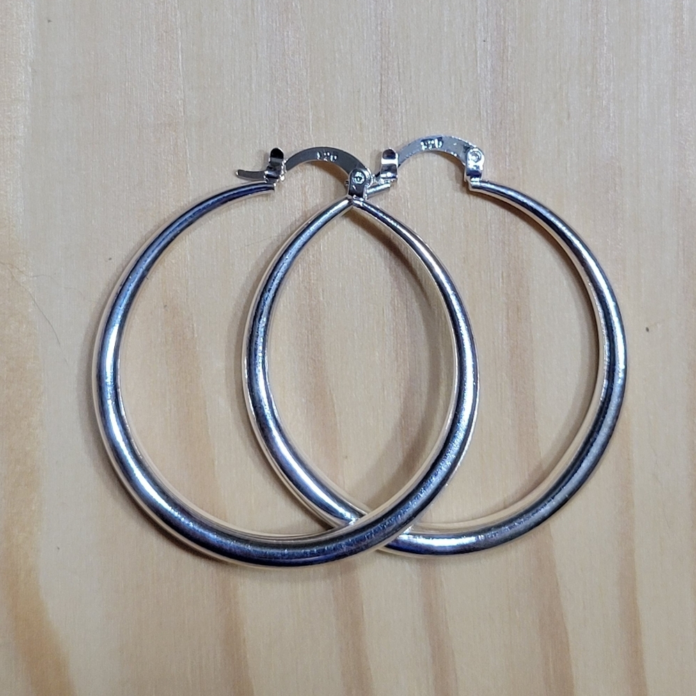 Round Hoop Silver Earrings NEW